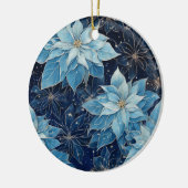 Blue Fantasy Poinsettia Keramisch Ornament (Links)