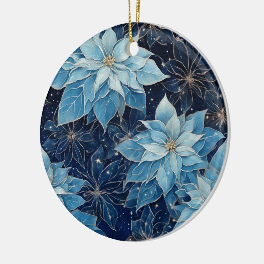 Blue Fantasy Poinsettia Keramisch Ornament (Links)