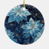 Blue Fantasy Poinsettia Keramisch Ornament (Achterkant)