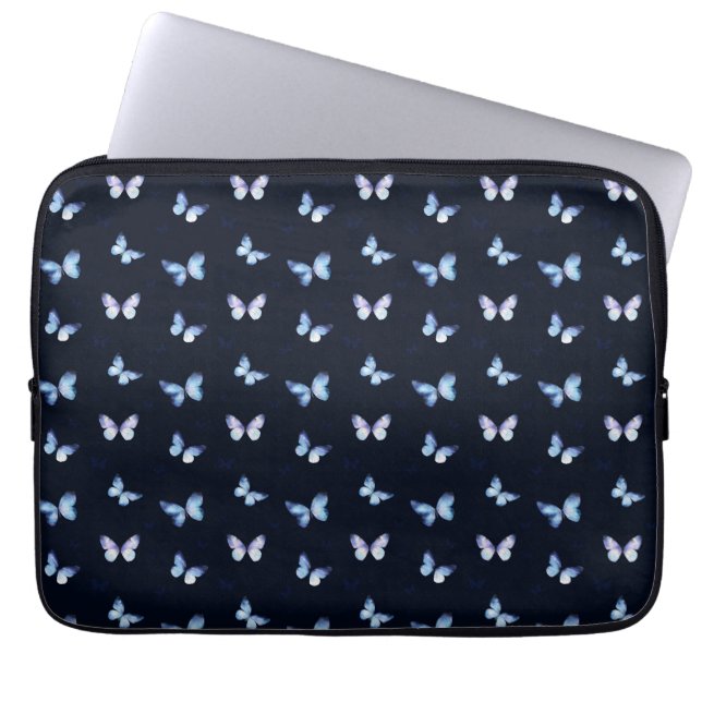 Blue Fantasy sterrenstelsel vlinders Laptop Sleeve (Voorkant)
