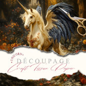 Blue Fantasy Unicorn Woodland Decoupage Tissuepapier