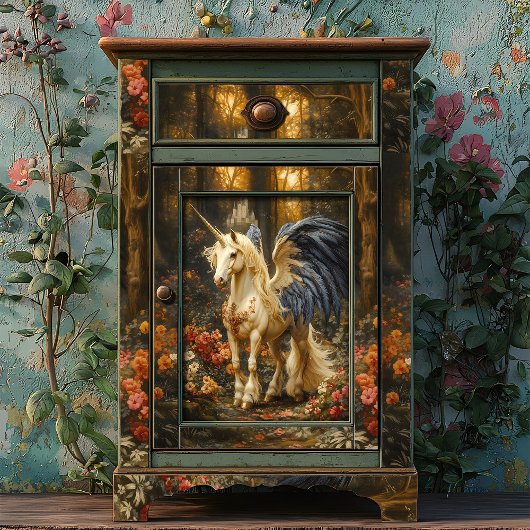 Blue Fantasy Unicorn Woodland Decoupage Tissuepapier