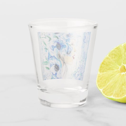 Blue Fantasy - Waterverf Shot Glas (Achterkant)