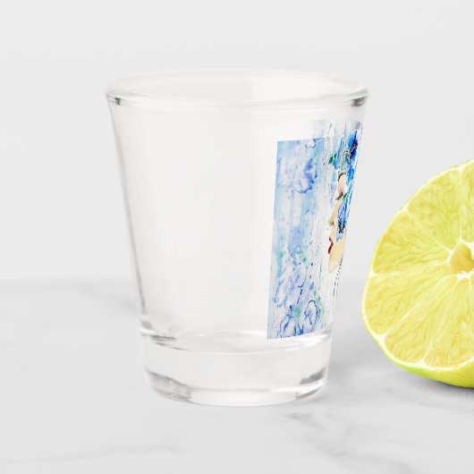 Blue Fantasy - Waterverf Shot Glas (Links)
