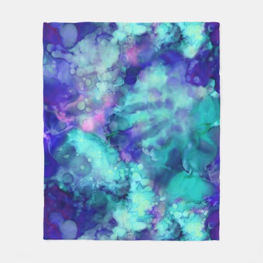 Blue Fantasy waterverven : Fleece Deken (Voorkant)