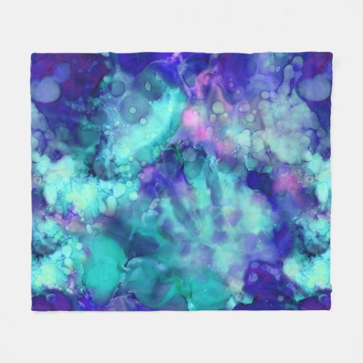 Blue Fantasy waterverven : Fleece Deken (Voorkant (Horizontaal))