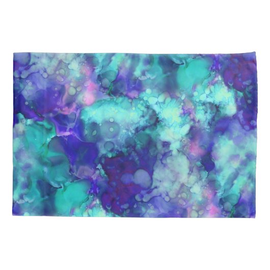 Blue Fantasy waterverven : Kussensloop (Achterkant-Links)