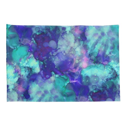 Blue Fantasy waterverven : Kussensloop (Achterkant-Rechts)