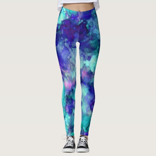 Blue Fantasy waterverven : Leggings (Voorkant)