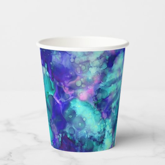 Blue Fantasy waterverven : Papieren Bekers (Achterkant)
