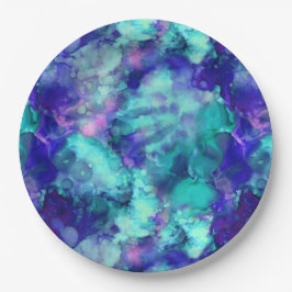 Blue Fantasy waterverven : Papieren Bordje