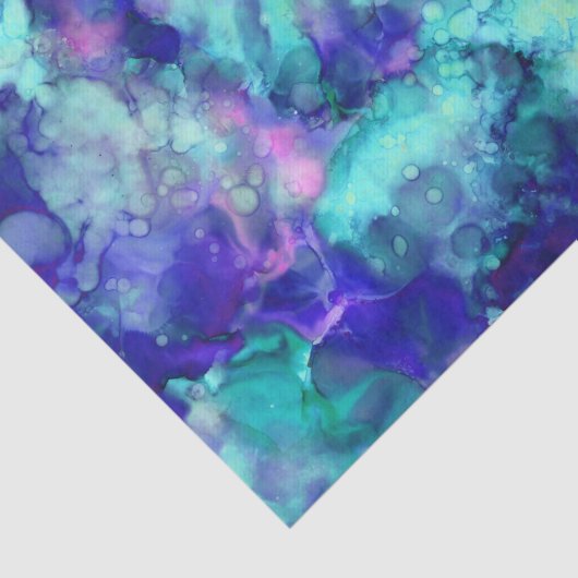 Blue Fantasy waterverven : Tissuepapier (Detail)