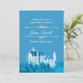 Blue Fantasy White Castle Bridal Shower Kaart (Staand voorkant)