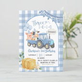 Blue Farm Animals Three-i-e-i-o 3rd Birthday Kaart (Staand voorkant)