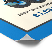 Blue Farm Tractor Baby Birth Stats Poster (Hoek)