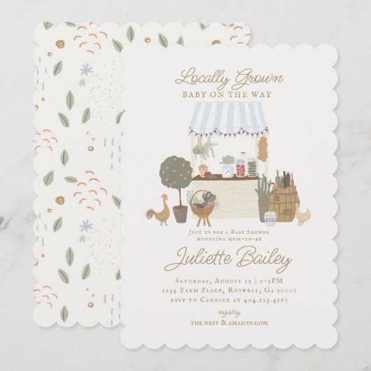 Blue Farmers Market Boerderij Baby shower Kaart (Voorkant / Achterkant)