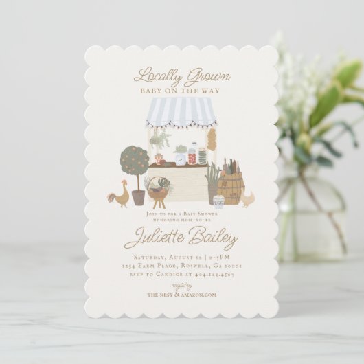 Blue Farmers Market Boerderij Baby shower Kaart (Staand voorkant)