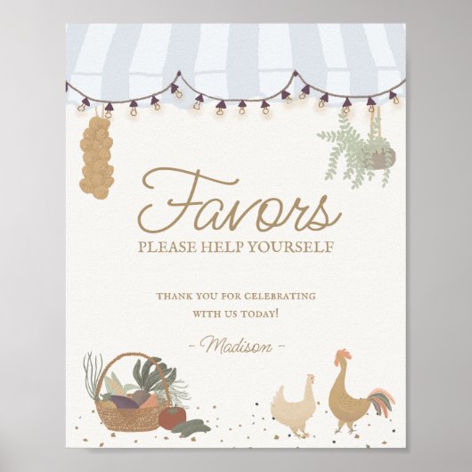 Blue Farmers Market Boerderij Fresh Favors Sign Poster (Voorkant)