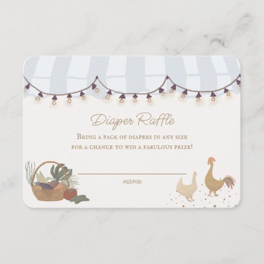 Blue Farmers Market Boerderij Luier Raffle Insert Informatiekaartje (Voorkant)