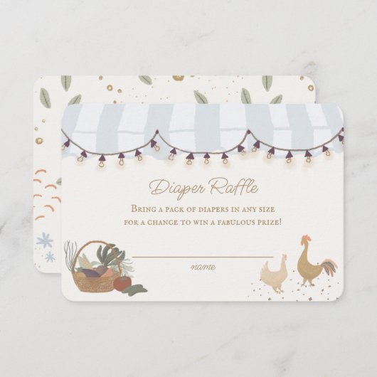 Blue Farmers Market Boerderij Luier Raffle Insert Informatiekaartje (Voorkant / Achterkant)