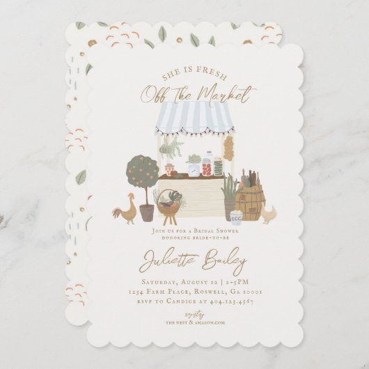 Blue Farmers Market Boerderij Uitnodiging voor bru (Voorkant / Achterkant)