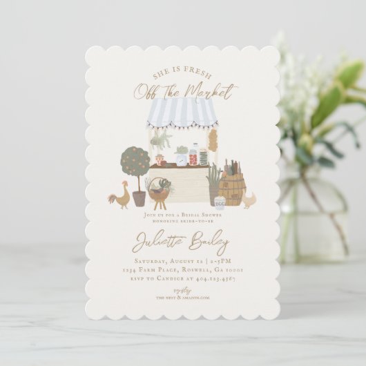 Blue Farmers Market Boerderij Uitnodiging voor bru (Staand voorkant)
