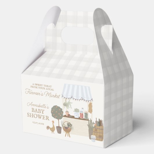 Blue Farmers Market Boerderij Verse Baby shower Bedankdoosjes (Achterkant)