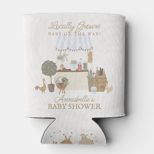 Blue Farmers Market Boerderij Verse Baby shower Fa Blikjeskoeler (Achterkant)