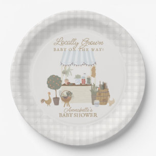 Blue Farmers Market Boerderij Verse Baby shower Papieren Bordje