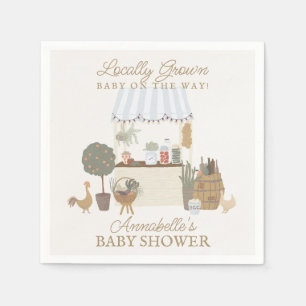 Blue Farmers Market Boerderij Verse Baby shower Servet