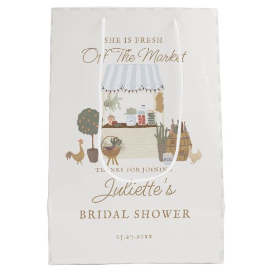 Blue Farmers Market Boerderij Verse Vrijgezellenfe Medium Cadeauzakje (Achterkant)
