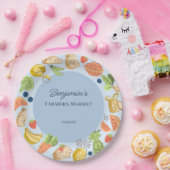 Blue Farmers Market Farm Fresh Birthday Papieren Bordje (Feest)