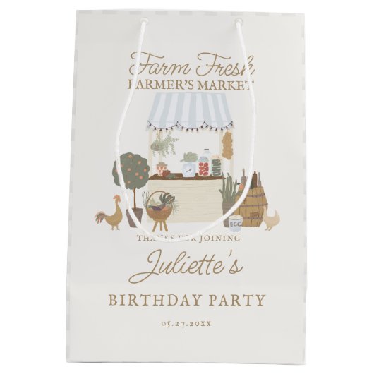 Blue Farmers Market lokaal groeien verjaardagsguns Medium Cadeauzakje (Achterkant)