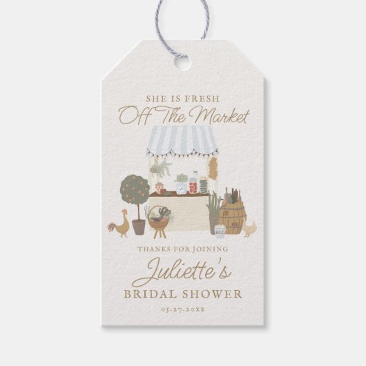 Blue Farmers Market Lokaal Vrijgezellenfeest gunst Cadeaulabel (Voorkant)