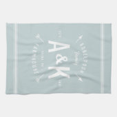 Blue Farmhouse Arrow Monogram | Bewerkbare kleuren Theedoek (Horizontaal)