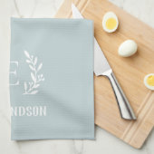 Blue Farmhouse Branch Monogram | Bewerkbare kleure Theedoek (Quarter Fold)