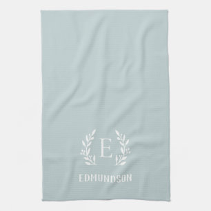 Blue Farmhouse Branch Monogram Bewerkbare kleure Theedoek