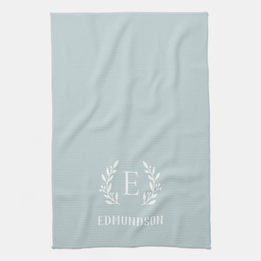 Blue Farmhouse Branch Monogram | Bewerkbare kleure Theedoek (Verticaal)
