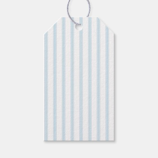 Blue Farmhouse Rustic  Ticking Stripe Cadeaulabel (Voorkant)
