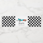 Blue Fast Car Kids Birthday Party Waterfles Etiket (Enkel label)
