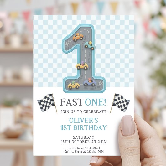 Blue Fast One Birthday Race Kaart