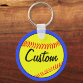 Blue Fastpitch Softball Team, Player, Coach Custom Sleutelhanger (Voorkant)