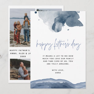 Blue Father's Day Card for Husband From Wife Photo Feestdagenkaart