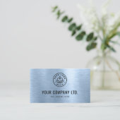 Blue Faux Brushed Metal Professional QR Code Visitekaartje (Staand voorkant)
