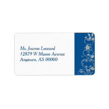 Blue Faux Diamond Heart Swirl Adresetiketten