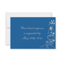 Blue Faux Diamond Heart Swirl Wedding RSVP