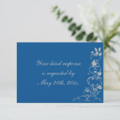 Blue Faux Diamond Heart Swirl Wedding RSVP (Staand voorkant)