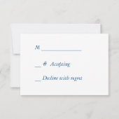 Blue Faux Diamond Heart Swirl Wedding RSVP Kaartje (Achterkant)