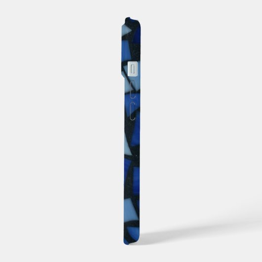 Blue Faux Glass Mosaic iPhone 15 Case (Linkerkant)