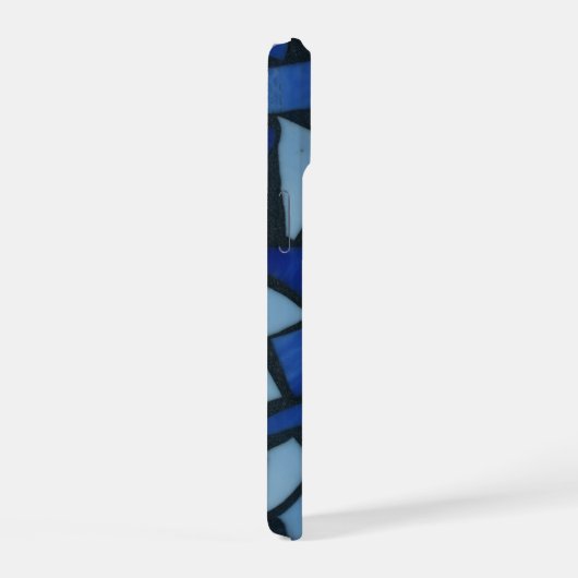 Blue Faux Glass Mosaic iPhone 15 Case (Rechterkant)